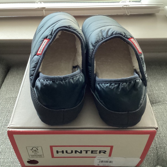 Hunter Puffer Slipper Black Shoe Slip-on Faux Sherpa Men\'s Size 9